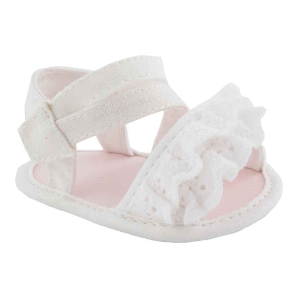 01-2228 Infant White Ruffle Sandals