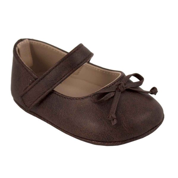 02-4872 Brown PU Skimmer with Spaghetti Bow