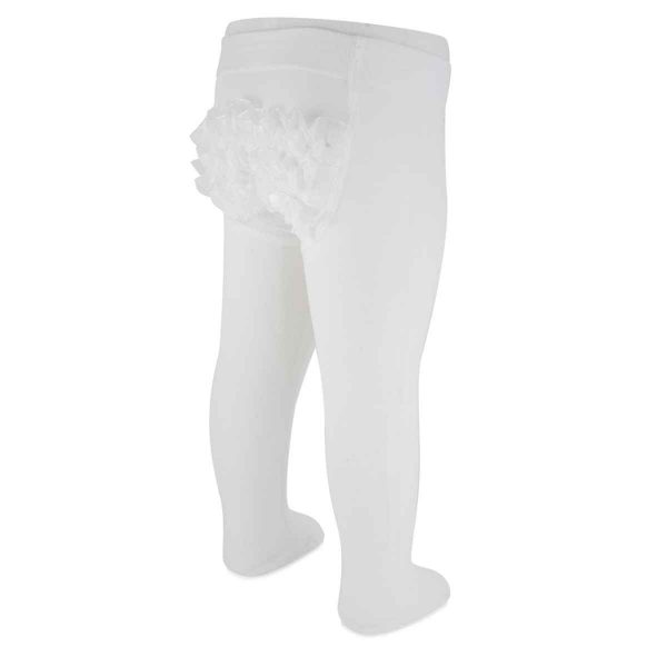 4002 Infant White Ruffle Tights