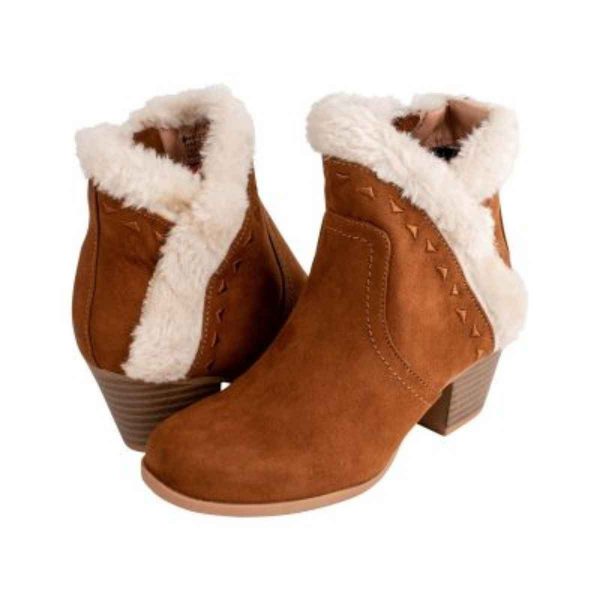 Coco Youth Girls’ Chestnut Ankle Boots with Faux-Fur Trim-6