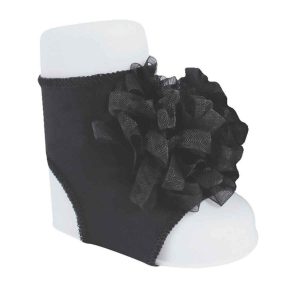 Abigail Infant Black Peep Toe Socks with Pom Poms