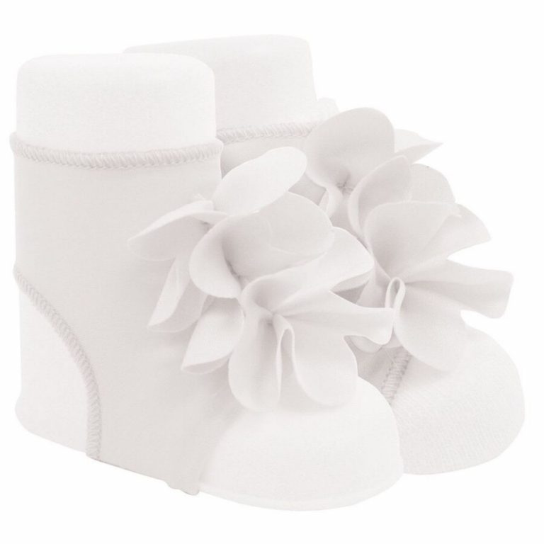 Alexa Infant White Peep Toe Socks with Flowers