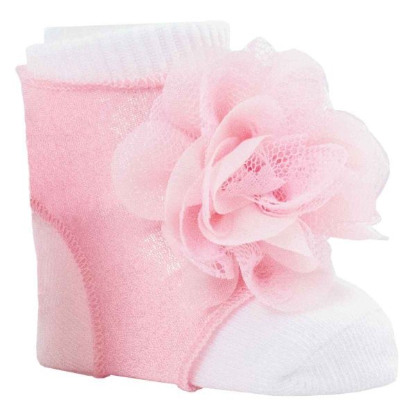 Aliyah Infant Pink Shimmer Peep Toe Socks
