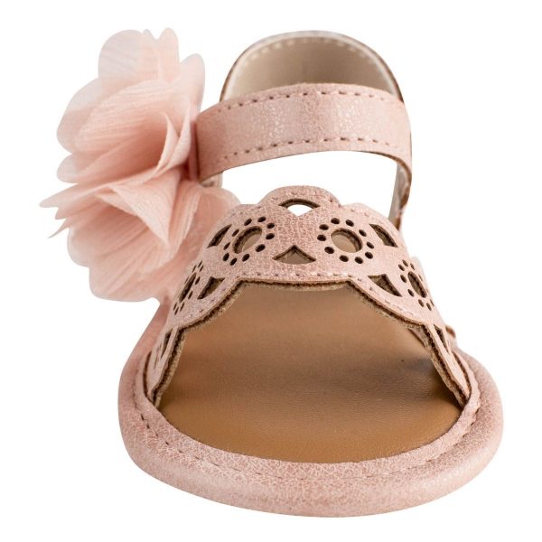 Angie Soft Sole Blush Shimmer Sandals with Flowers-4