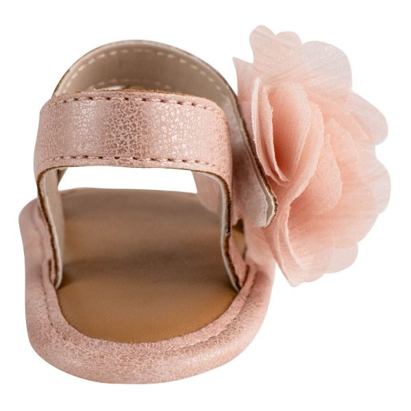 Angie Soft Sole Blush Shimmer Sandals with Flowers-5