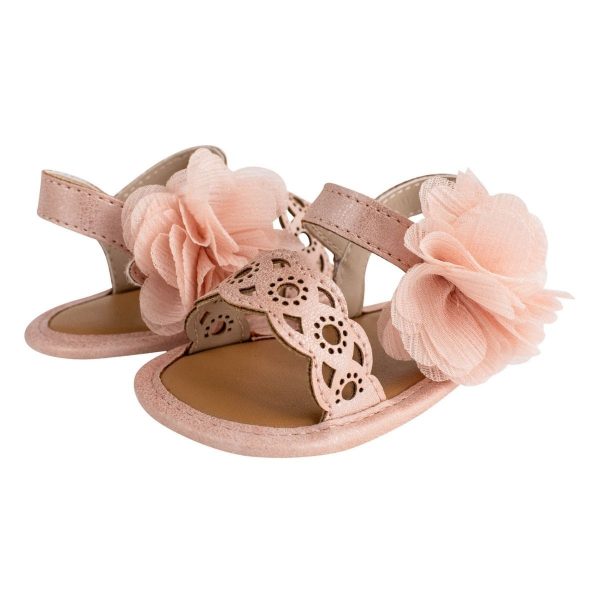 Angie Soft Sole Blush Shimmer Sandals with Flowers-6