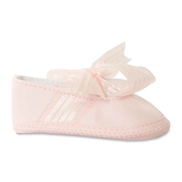 Ava Infant Pink Cotton Flats with Bows-1