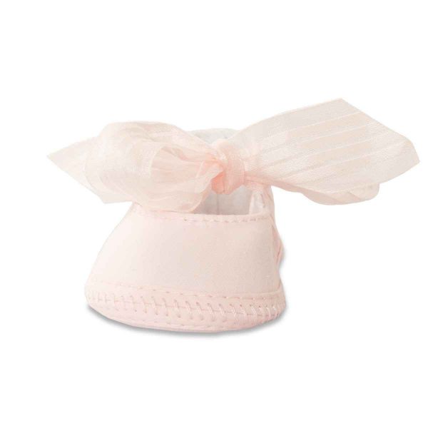 Ava Infant Pink Cotton Flats with Bows-2