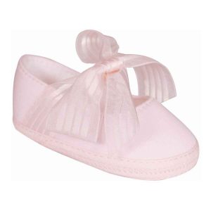 Ava Infant Pink Cotton Flats with Bows
