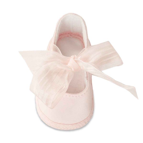 Ava Infant Pink Cotton Flats with Bows-4