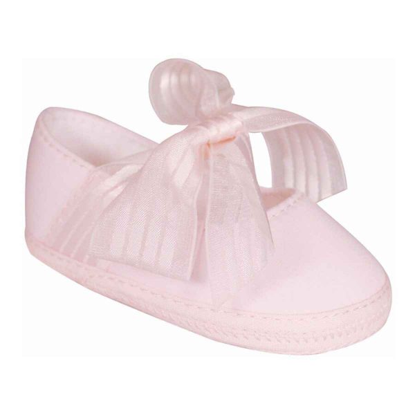 Ava Infant Pink Cotton Flats with Bows