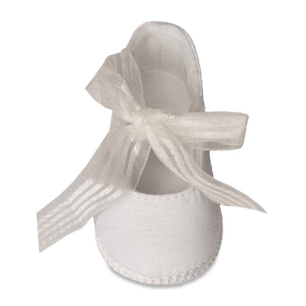 Ava Infant White Dress Shoes with Ribbons-4
