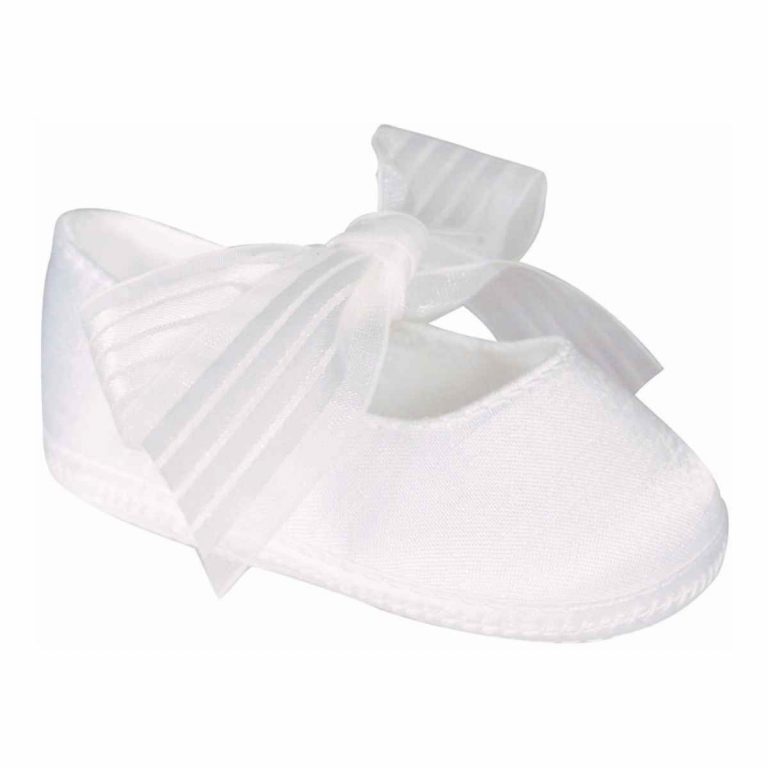 Ava Infant White Dress Shoes with Ribbons