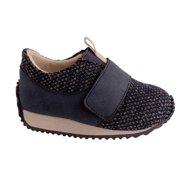 Avery Navy Mesh Sneakers with Strap and Gray Trim-4