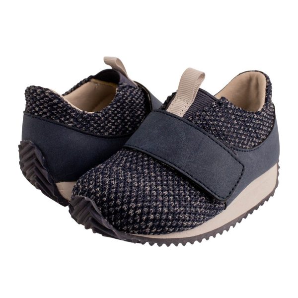 Avery Navy Mesh Sneakers with Strap and Gray Trim-7