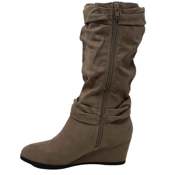 Cadence Youth Girls’ Taupe Novasuede Tall Wedge Boots-2