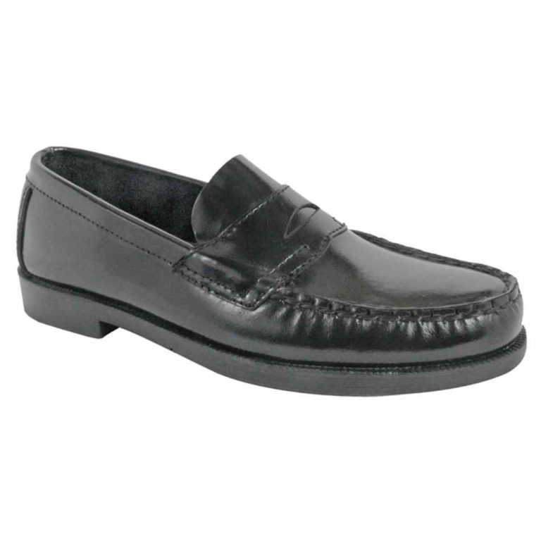 Carlos Men’s Black Leather Penny Loafers