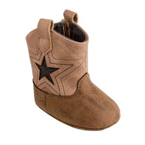 Charlie Soft-Sole Brown Distressed Western Boots With Star Overlay