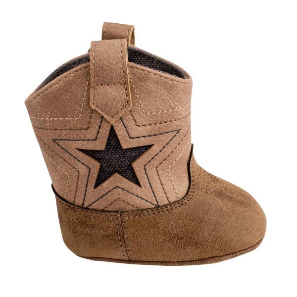 Charlie Soft-Sole Brown Distressed Western Boots With Star Overlay-2