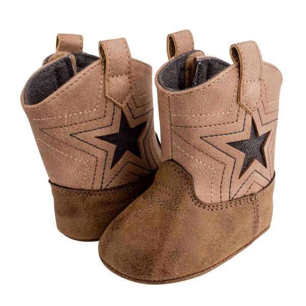 Charlie Soft-Sole Brown Distressed Western Boots With Star Overlay-8