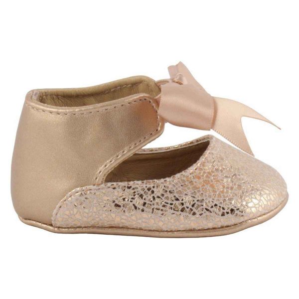 Chloe Infant Rose Gold Soft Sole Dress Flats with Bow-2