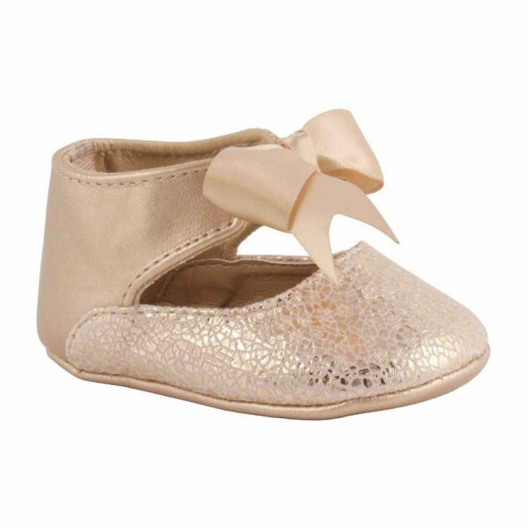 Chloe Infant Rose Gold Soft Sole Dress Flats with Bow