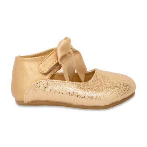 Chloe Toddler Rose Gold Dress Flats with Bow-1