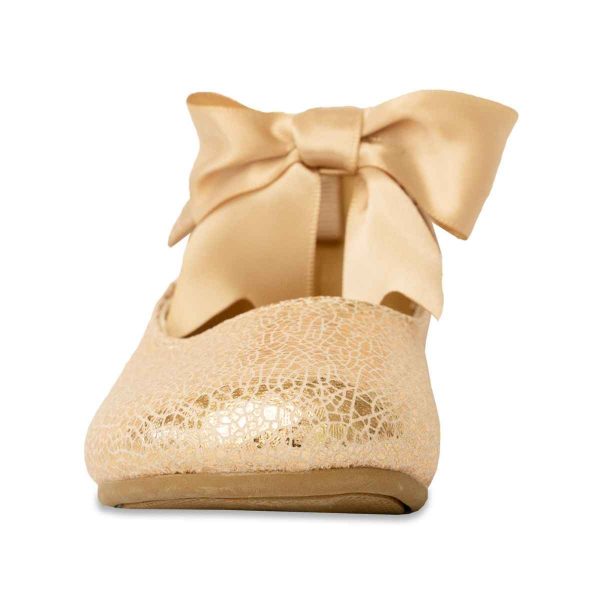 Chloe Toddler Rose Gold Dress Flats with Bow-2