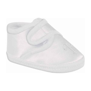 Christopher Infant White Satin Crib Shoes
