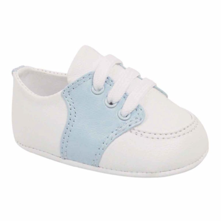 Conner Infant White/Blue Leather Soft Sole Oxfords