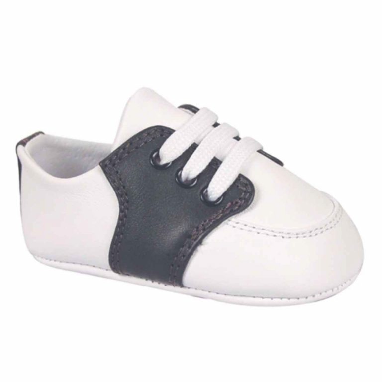 Conner Infant White/Navy Leather Soft Sole Oxfords