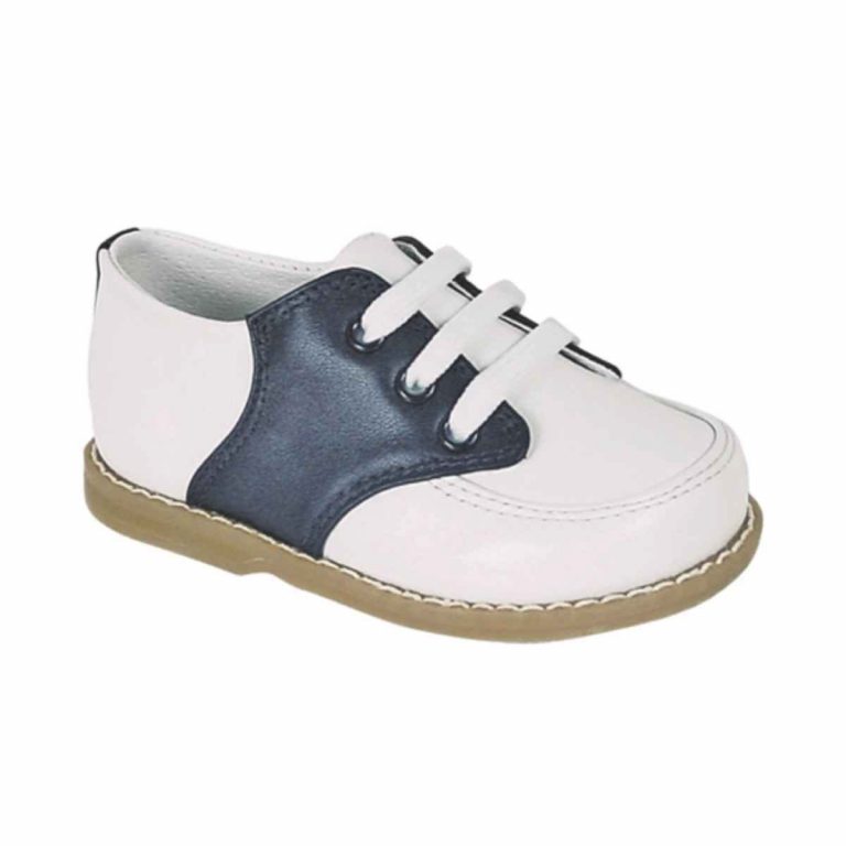 Conner Toddler White/Navy Leather Oxfords