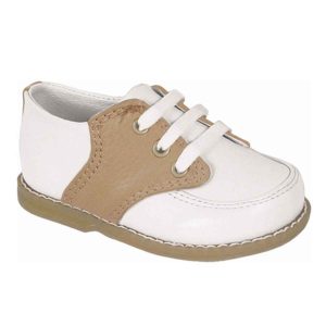 CONNER Toddler White/Tan Leather Oxfords