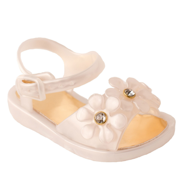 Daisy Toddler Ivory Jelly Sandals with Flowers