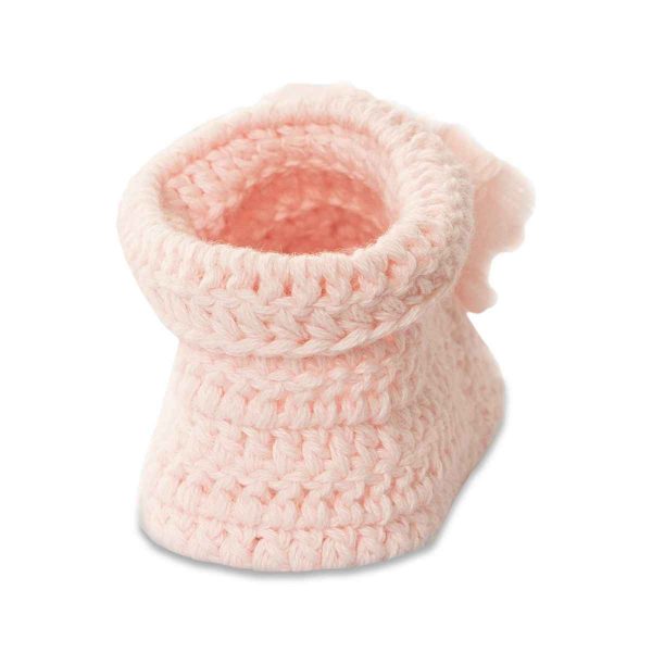 Elyn Newborn Pink Crochet Booties-2