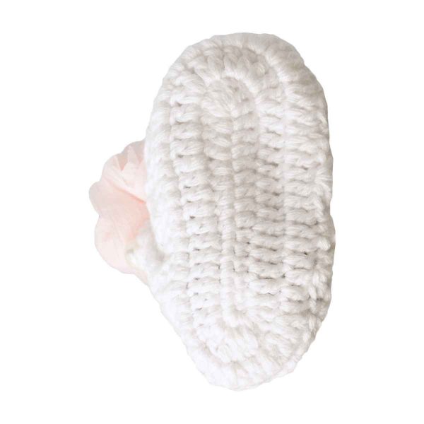 Emelia Infant White Crochet Slippers with Flower-5