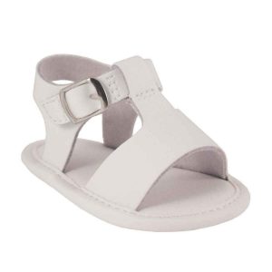 Emery Infant White Leather Soft Sole Sandals