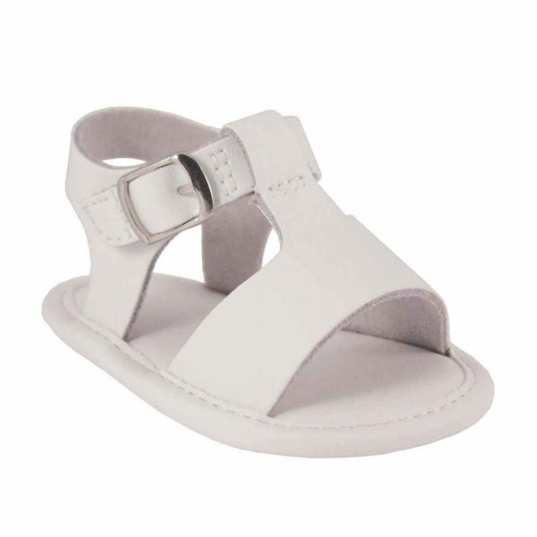 Emery Infant White Leather Soft Sole Sandals