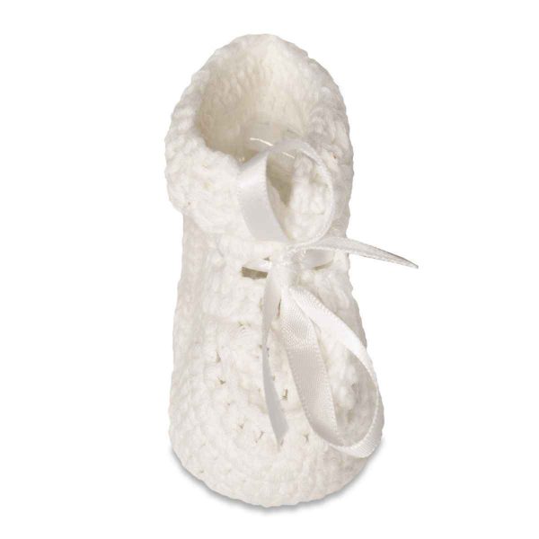 Erin White Crochet Baby Booties with Satin Ribbons-3
