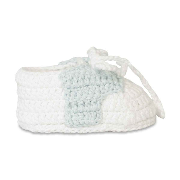 Evan Infant White/Light Blue Crochet Booties-1