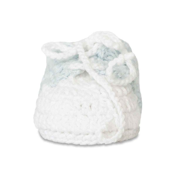 Evan Infant White/Light Blue Crochet Booties-2