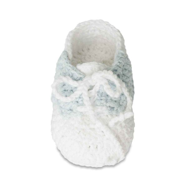 Evan Infant White/Light Blue Crochet Booties-4