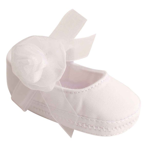 Hadley Infant White Mary Jane Flats with Flowers