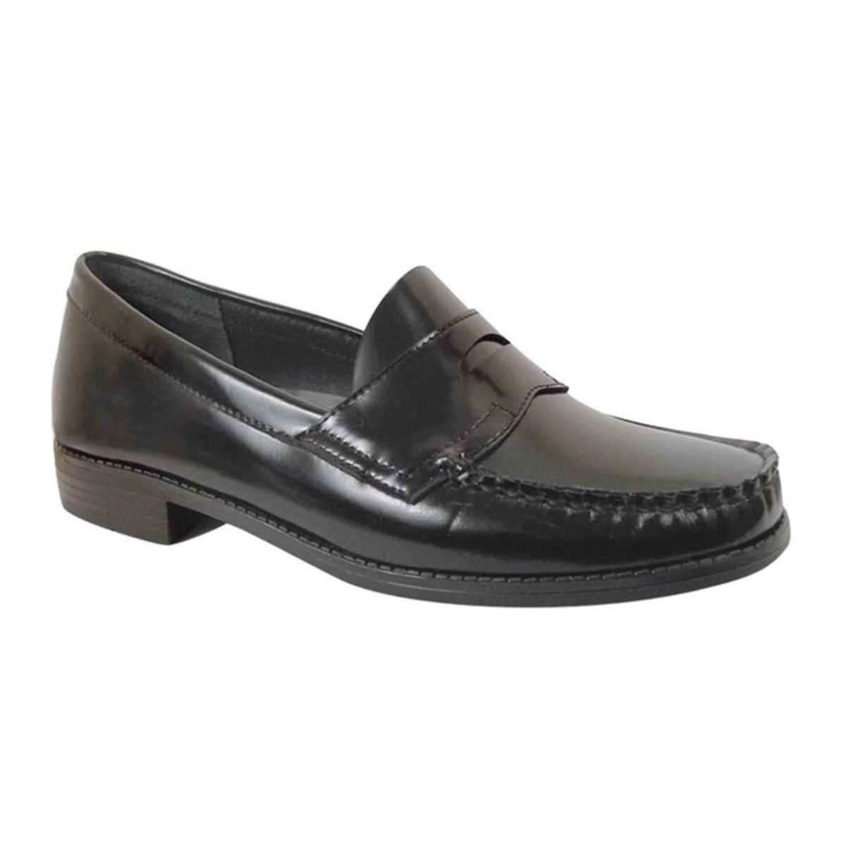 border Seminary building Ivy Women's Black Leather Penny Loafers - Kids Shoe Box
