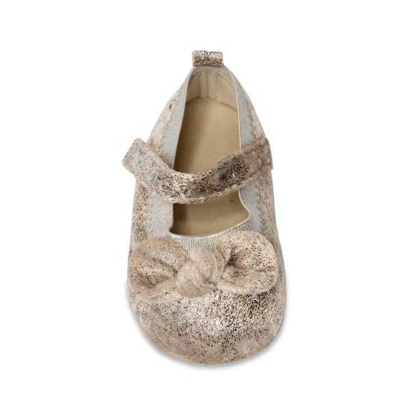 Jaclyn Infant Taupe/Silver Distressed Mary Janes With Bow-1