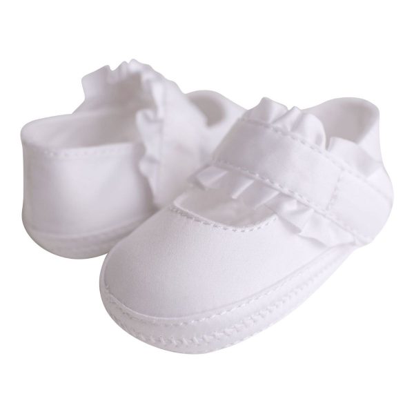 Kara Infant White Satin Mary Janes with Removable Straps for Monogramming-1