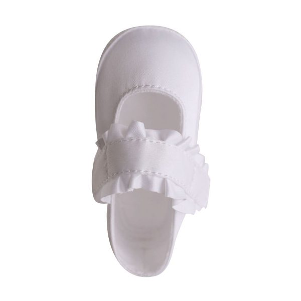 Kara Infant White Satin Mary Janes with Removable Straps for Monogramming-6