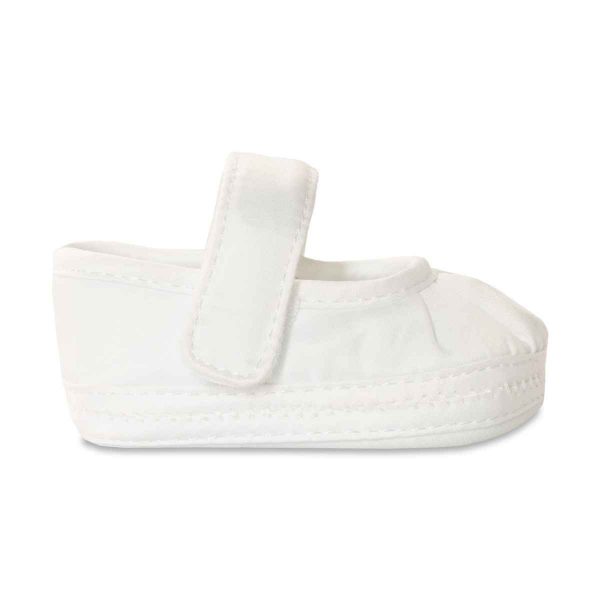 Kendall Infant White Satin Mary Janes with Removable Straps for Monogramming-1