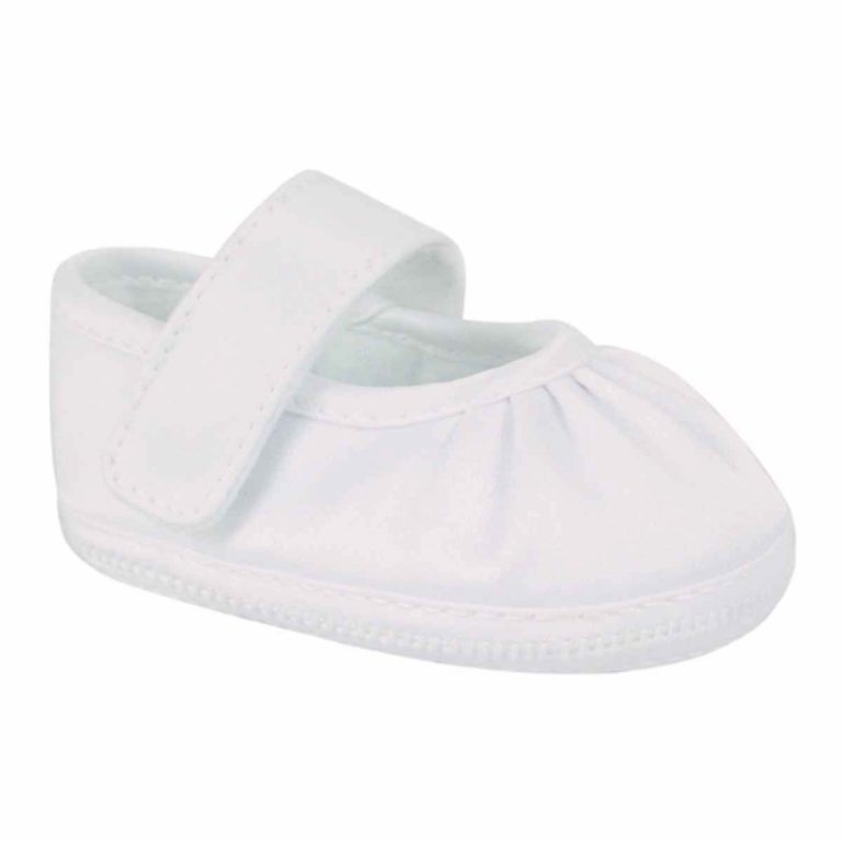 Kendall Infant White Satin Mary Janes with Removable Straps for Monogramming