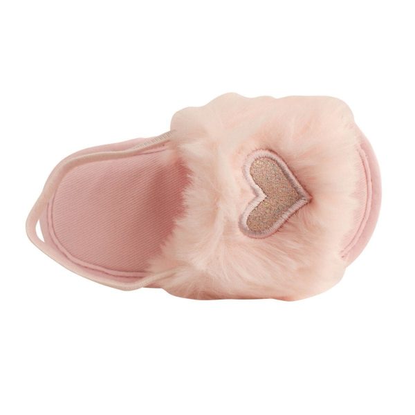 Kimberly Pink Faux-Fur Slide Slippers with Iridescent Heart-5